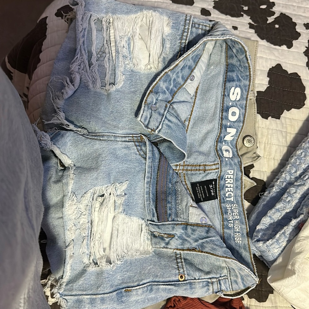 Ripped jean shorts